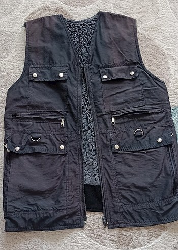 Düğmeli Erkek Kot Yelek Siyah - Görsel 2