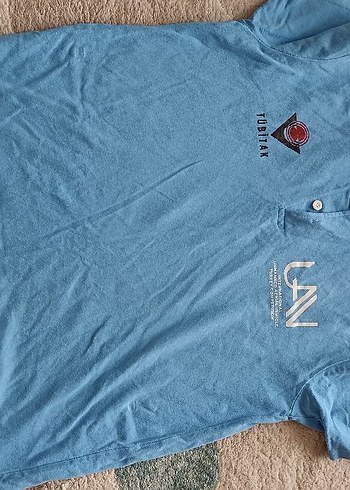 Erkek Mavi V Yaka Kısa Kollu Polo Tişört - Görsel 2