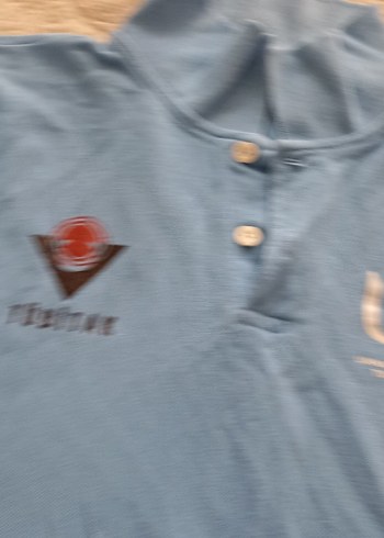 Erkek Mavi V Yaka Kısa Kollu Polo Tişört - Görsel 4