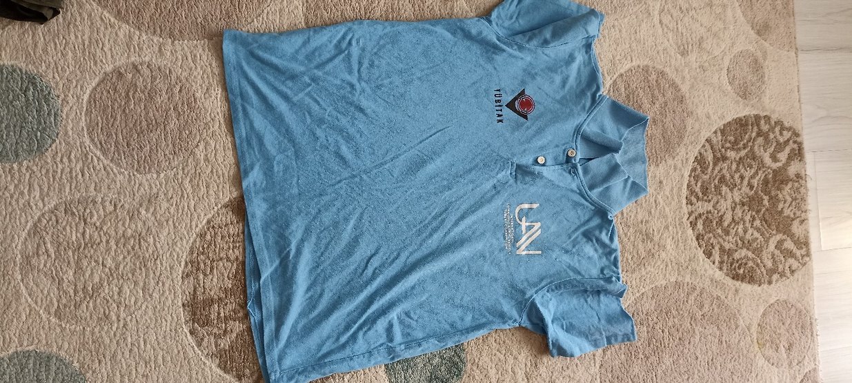 Erkek Mavi V Yaka Kısa Kollu Polo Tişört - Görsel 5