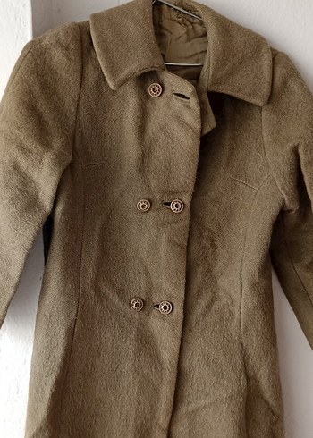 Düğmeli Kahverengi kaşe erkek kaban - Görsel 4