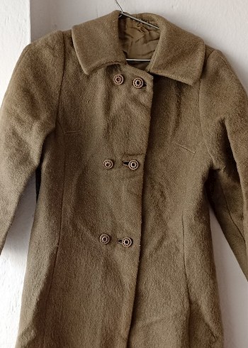 Düğmeli Kahverengi kaşe erkek kaban - Görsel 2