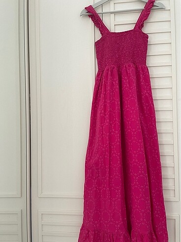 Pembe midi elbise