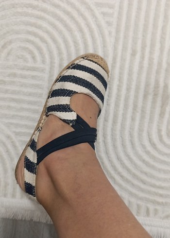 Kadın Bohem Mavi Çizgili  Espadril - Görsel 6
