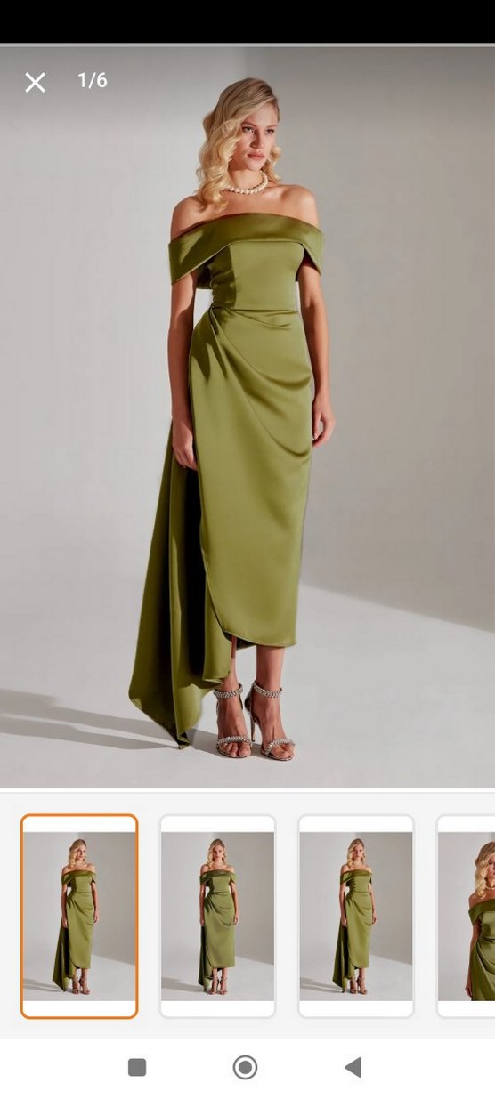 Şık Drapeli Uzun Vizon Kadın Elbise - Görsel 2