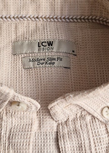 Erkek Keten Düğmeli bej Gömlek - Görsel 2