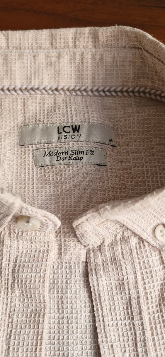 Erkek Keten Düğmeli bej  Gömlek - Görsel 2