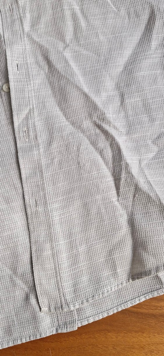Erkek Gri Beyaz Keten Uzun Kollu Gömlek - Görsel 2