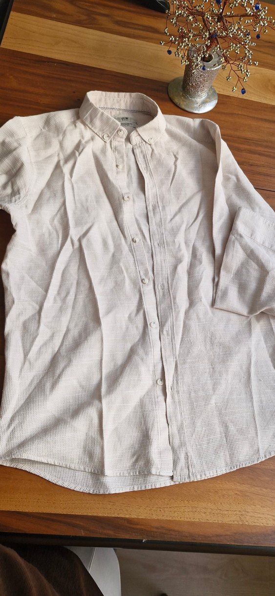 Erkek Gri Beyaz Keten Uzun Kollu Gömlek - Görsel 4