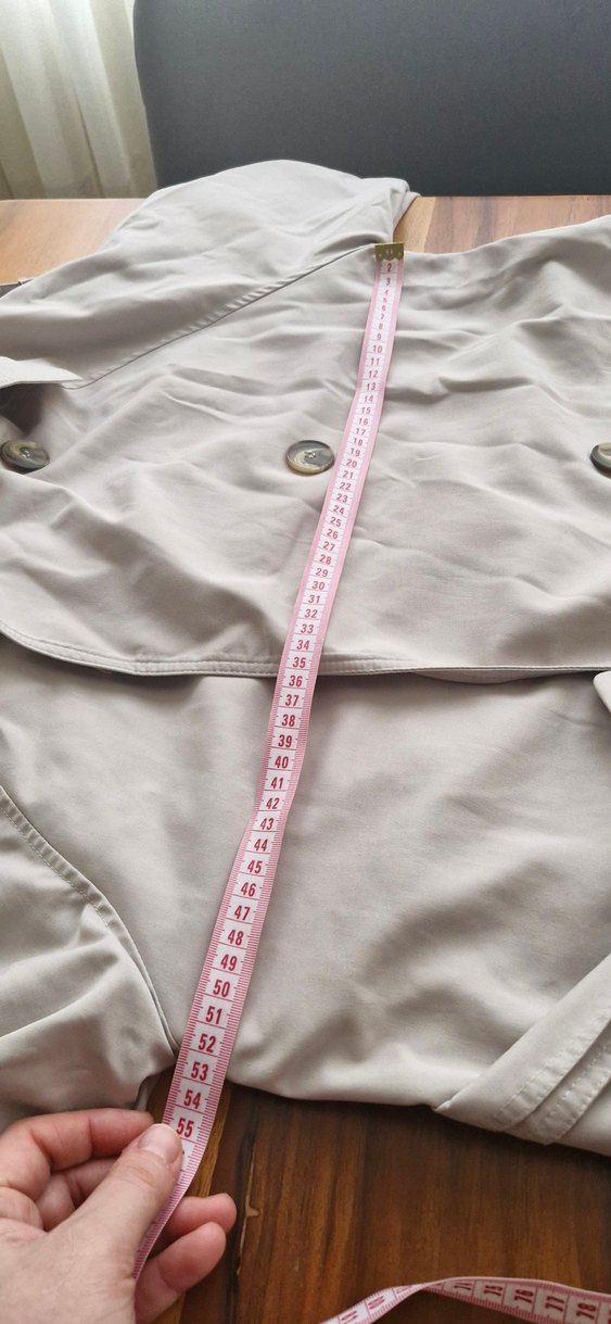 Bej Kadın Keten Midi Trençkot - Görsel 5