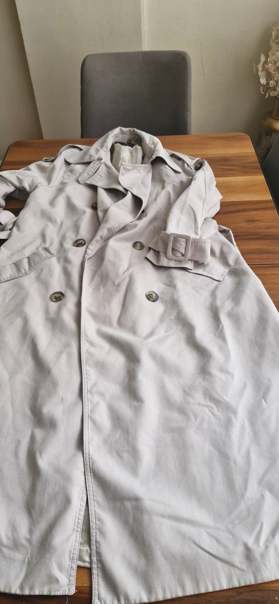 Bej Kadın Keten Midi Trençkot - Görsel 2