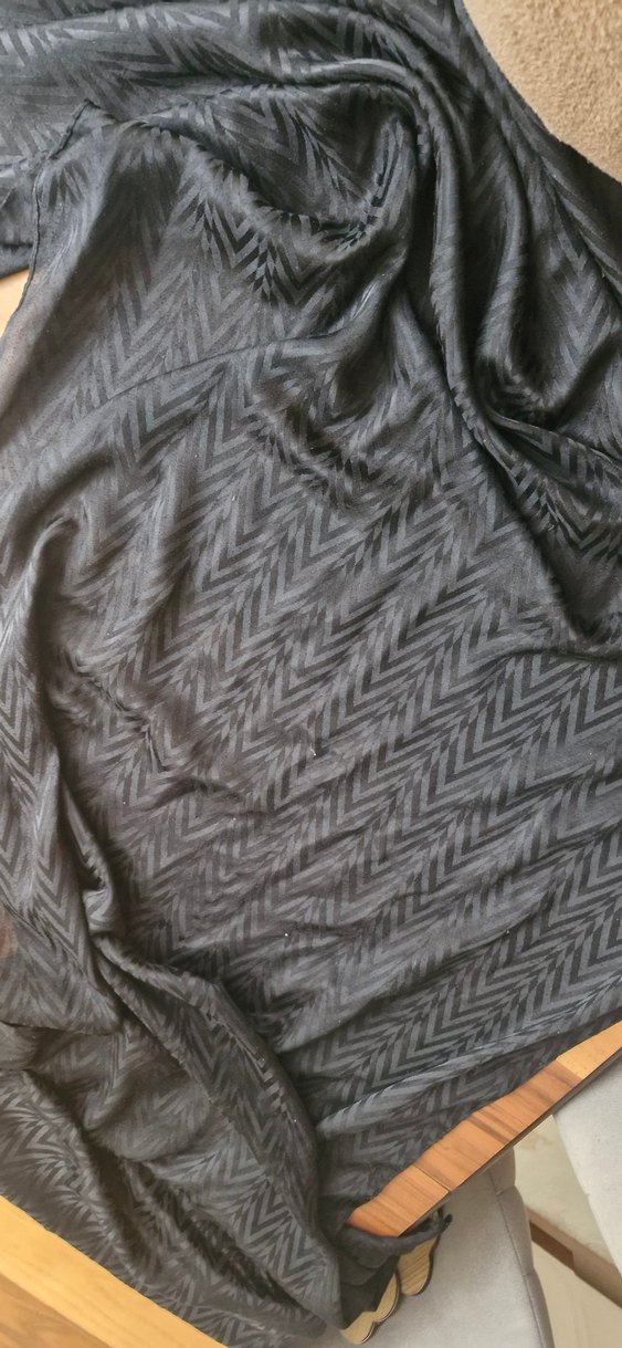 i Siyah Yumuşak Düz Desen şal - Görsel 3