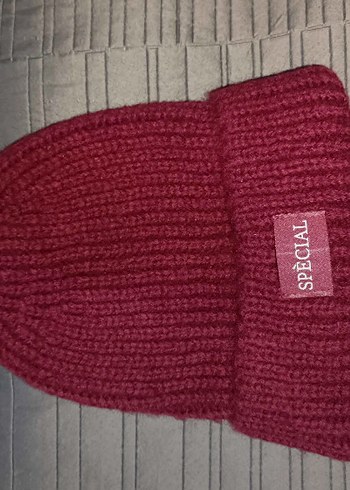 Bordo Örgü Kadın Bere - Görsel 3