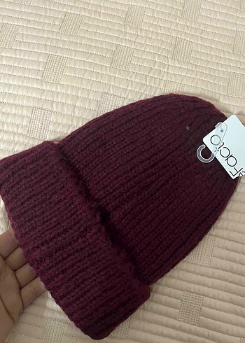 Bordo Örgü Kadın Bere - Görsel 2