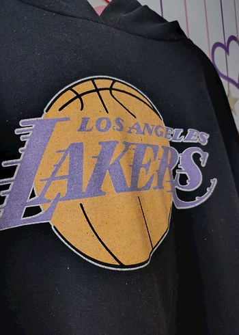 Siyah Lakers Kapüşonlu Oversize Sweatshirt - Görsel 4