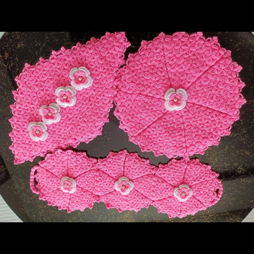 Beyaz Çiçekli El Örgüsü lif Seti - Görsel 2