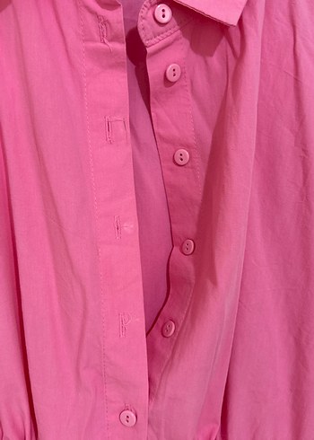 Pembe Kısa Kollu Midi Kadın Elbise - Görsel 4