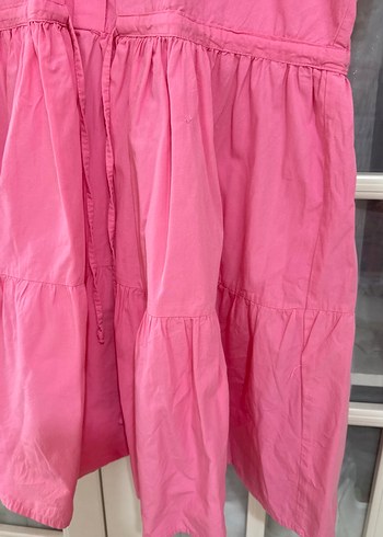 Pembe Kısa Kollu Midi Kadın Elbise - Görsel 3