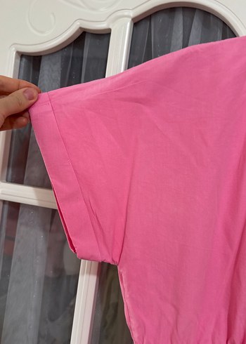 Pembe Kısa Kollu Midi Kadın Elbise - Görsel 5