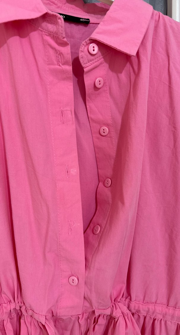 Pembe Kısa Kollu Midi Kadın Elbise - Görsel 4