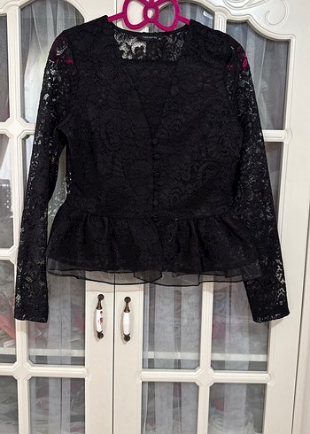 Dantel Detaylı Siyah Gotik Kadın Bluz - Görsel 4