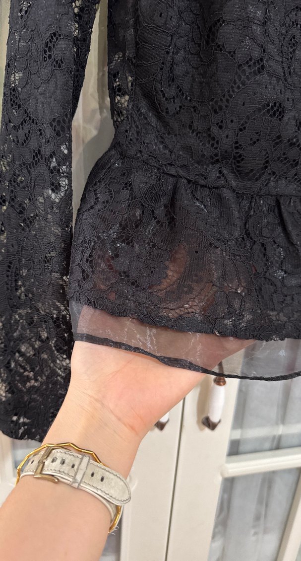 Dantel Detaylı Siyah Gotik Kadın Bluz - Görsel 5