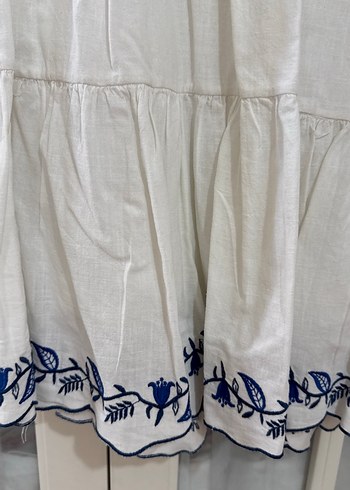 Nakışlı, V Yakalı, Fırfırlı Kadın Mini Tunik - Görsel 4