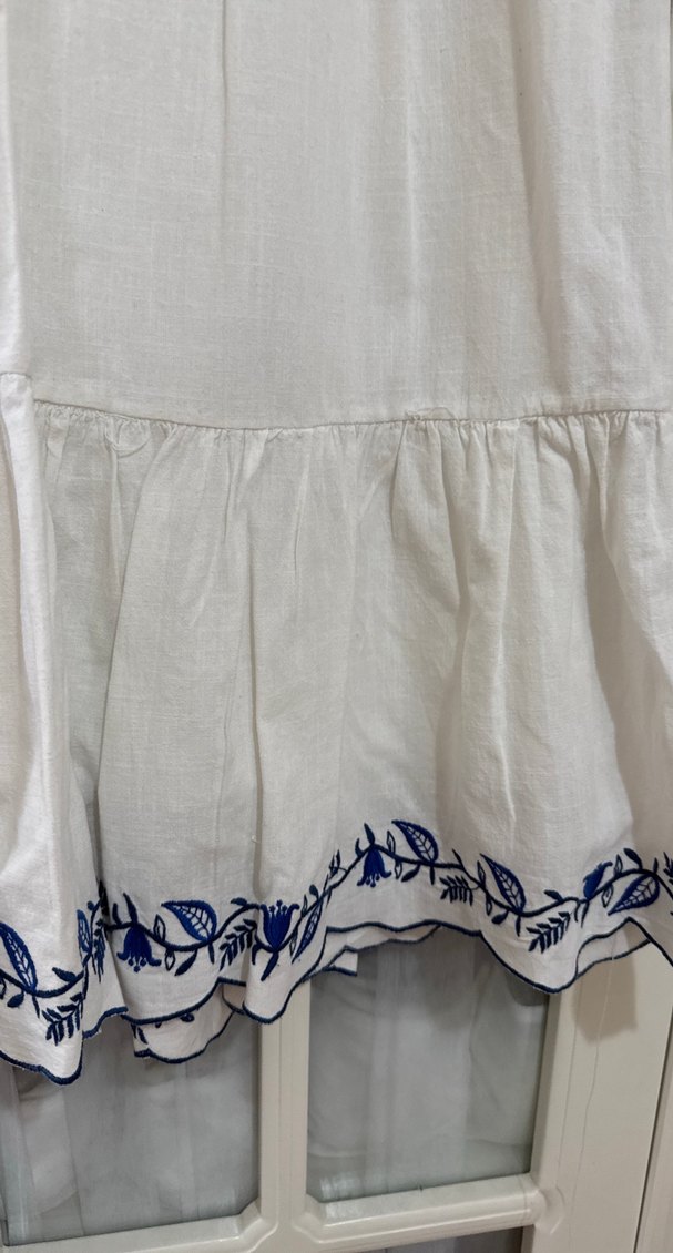 Nakışlı, V Yakalı, Fırfırlı Kadın Mini Tunik - Görsel 5