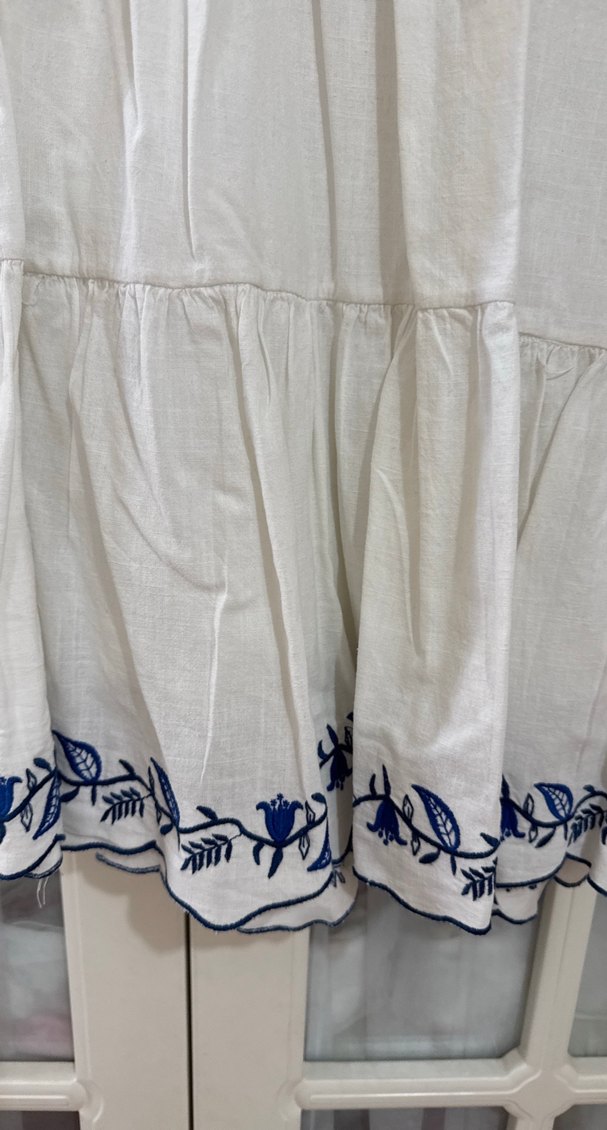 Nakışlı, V Yakalı, Fırfırlı Kadın Mini Tunik - Görsel 4