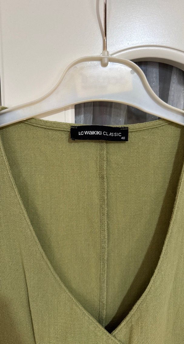 Düğmeli Kolsuz Keten Kadın Tulum - Görsel 4