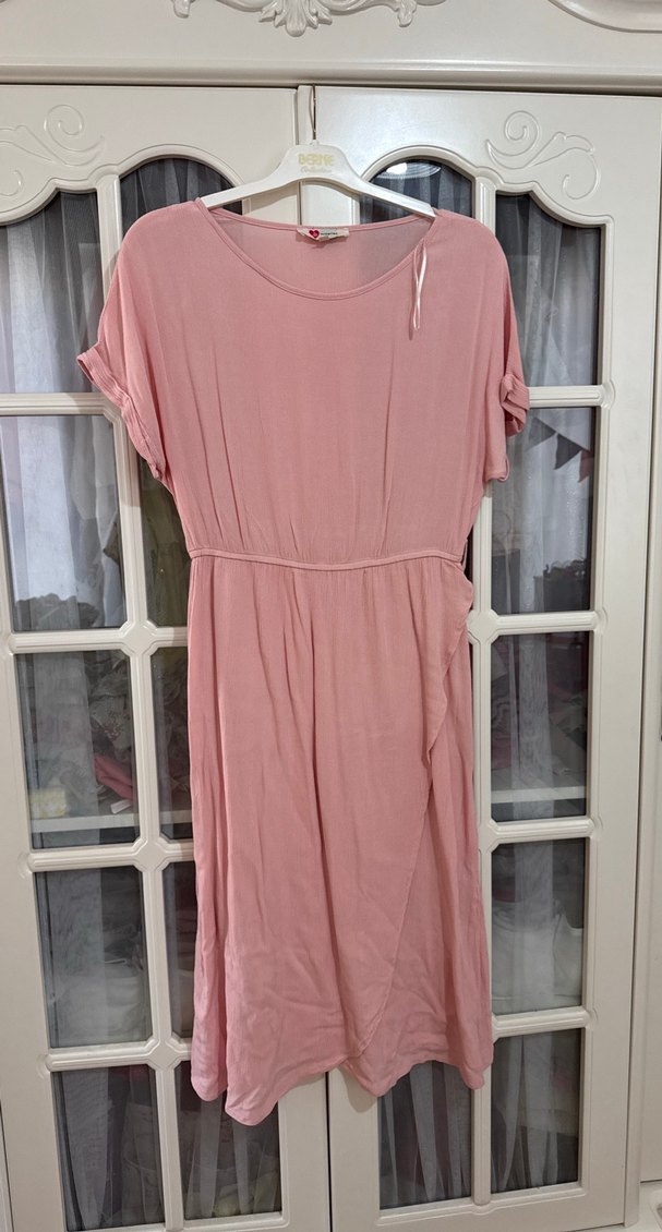 Pembe Uzun Hamile Elbisesi - Görsel 2