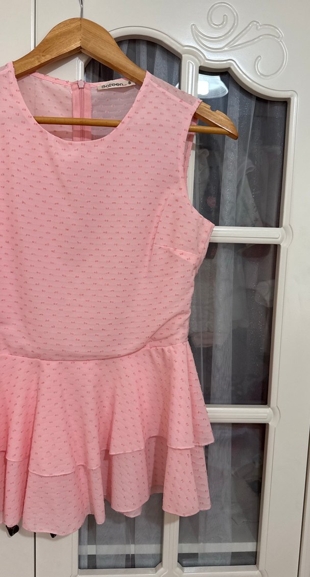 Pembe Kolsuz Midi Bluz - Görsel 3