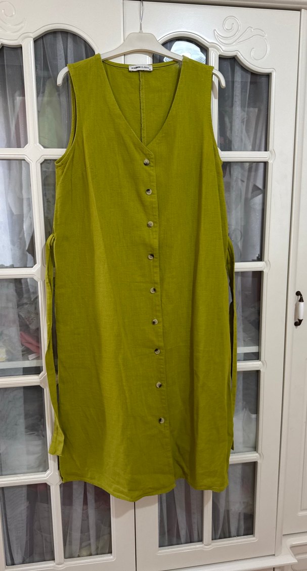 Hamile elbisesi rahat kalıp Keten kumaş - Görsel 3