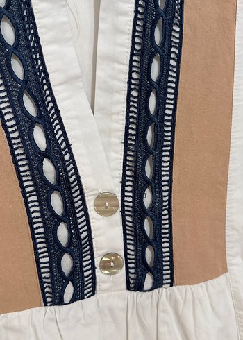 Nakış Detaylı Beyaz Bohem Mini Elbise - Görsel 4