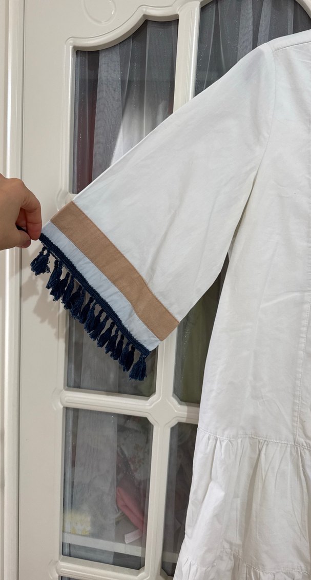 Nakış Detaylı Beyaz Bohem Mini Elbise - Görsel 3