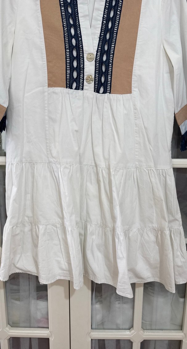 Nakış Detaylı Beyaz Bohem Mini Elbise - Görsel 5