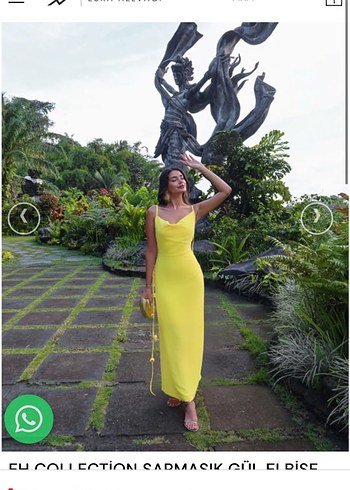 Sarı Renkli Uzun sırt dekolteli gül sarkıtlı Elbise - Görsel 4