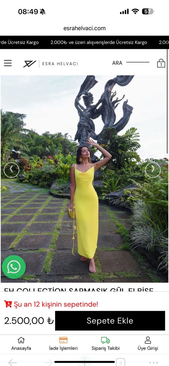 Sarı Renkli Uzun sırt dekolteli gül sarkıtlı Elbise - Görsel 4