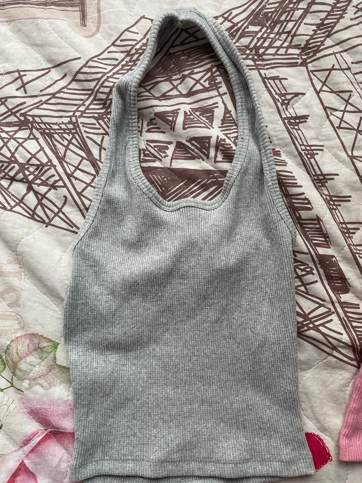 gri boyundan bağlamalı bluz - Görsel 3