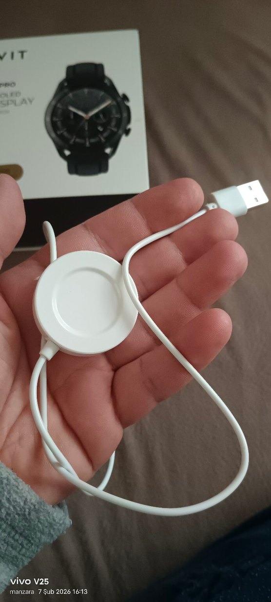 Beyaz Manyetik havit Şarj Kablosu - Akıllı Saat - Görsel 3