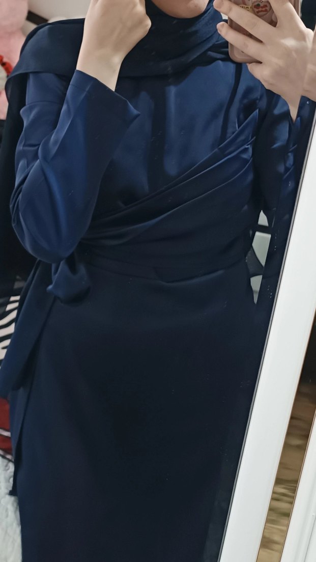 lacivert sade abiye - Görsel 4