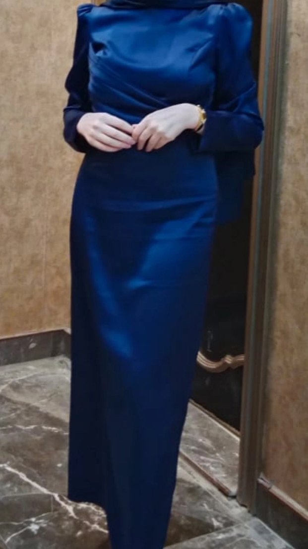 lacivert sade abiye - Görsel 2