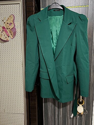 38 Beden yeşil Renk Trendyol Yeşil Blazer Ceket