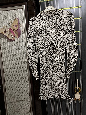 Leopar Desen Mini Elbise