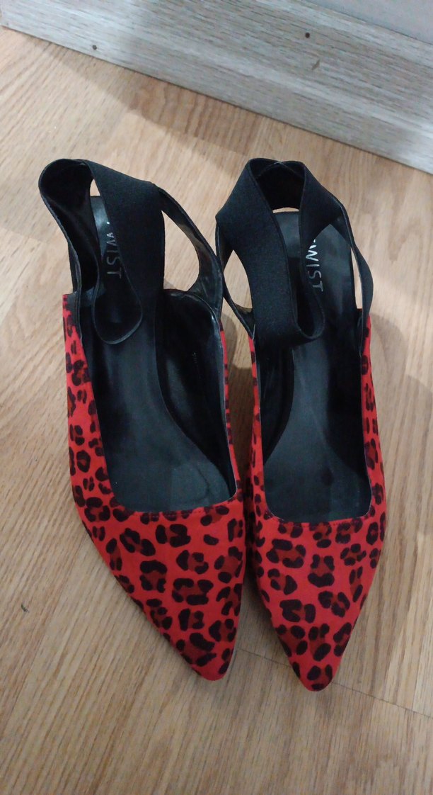 Kırmızı Leopar Desenli Stiletto Topuklu Kadın Ayakkabı - Görsel 2