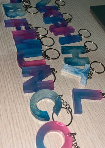 Parlak Mavi Zincir Detaylı Bohem Anahtarlık - Görsel 3