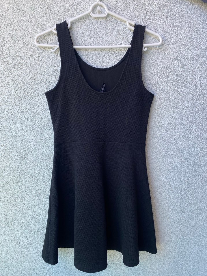 Siyah V Yaka Kolsuz Triko Elbise H&M - Görsel 2