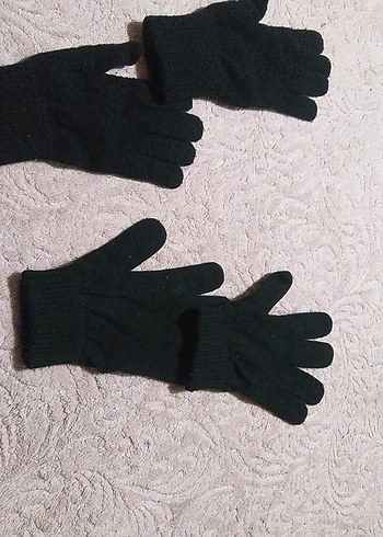 Diğer Erkek Çocuk Siyah Örme Yün Eldiven