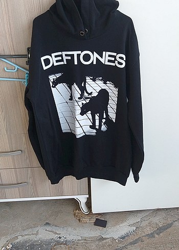 erkek Siyah Deftones Baskılı Sweatshirt