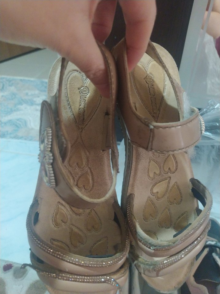 Bej Dolgu Topuklu Bağcıklı Kadın Sandalet - Görsel 3